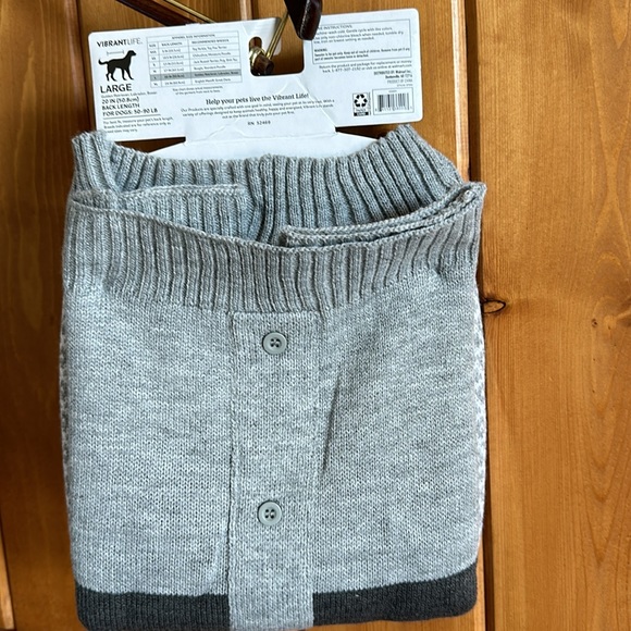 New Vibrant life Dog sz Large sweater 50-90lbs Grey & white - Picture 6 of 6